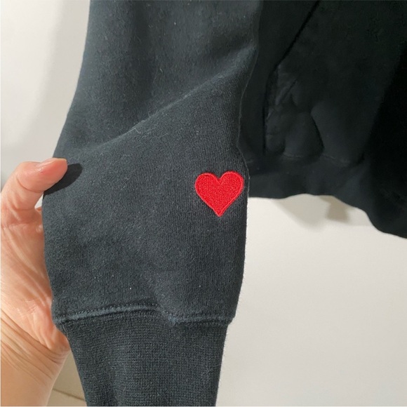 Girrlscout Valentine's I’m Tired But I’m Here with Red Heart Black Hoodie Medium - Picture 5 of 8